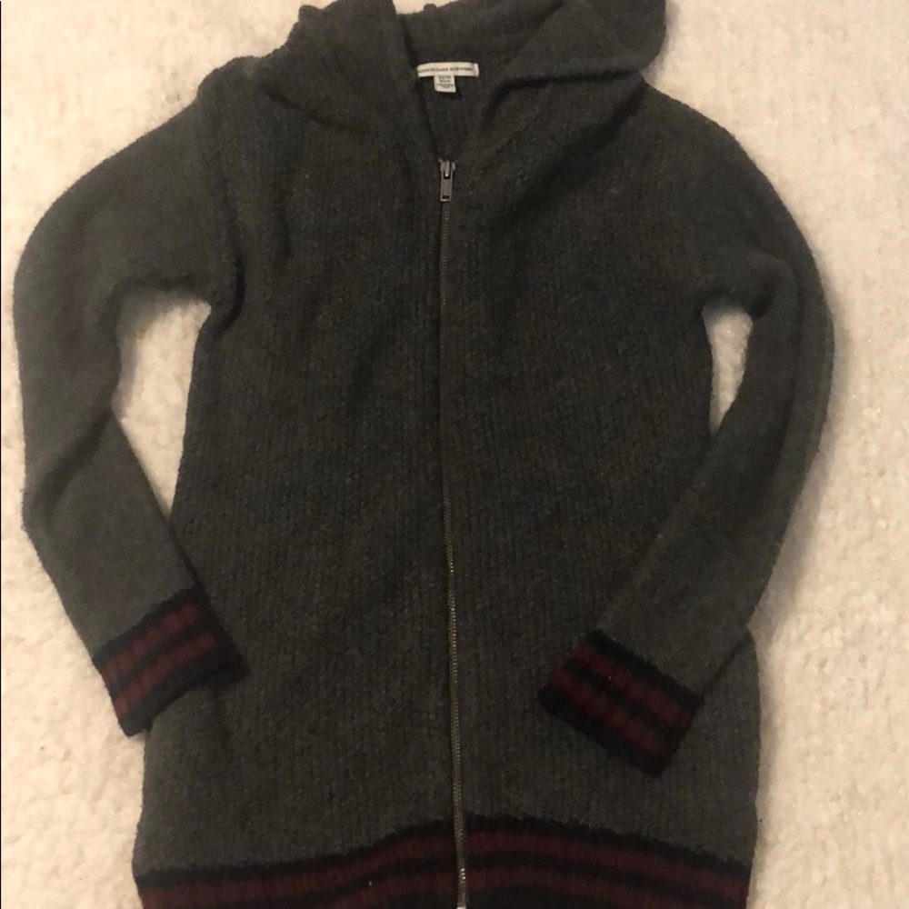 Gray Knitted Zip Up